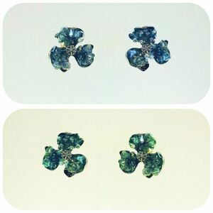 ✨🆕✨ Beautiful Elegant Crystal Floral Stud Earrings✨ available in Blue, Green✨